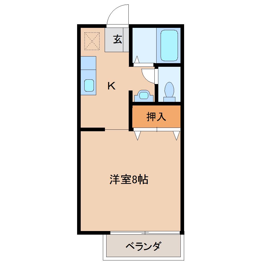 サンライズ弐番館(1K/2階)の間取り写真