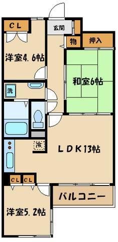 エタンダールドゥ平町(3LDK/3階)の間取り写真