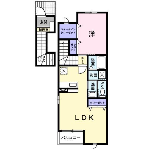 ブライトサンライズC(1LDK/2階)の間取り写真
