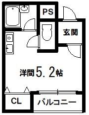 パークサイド野崎(ワンルーム/4階)の間取り写真