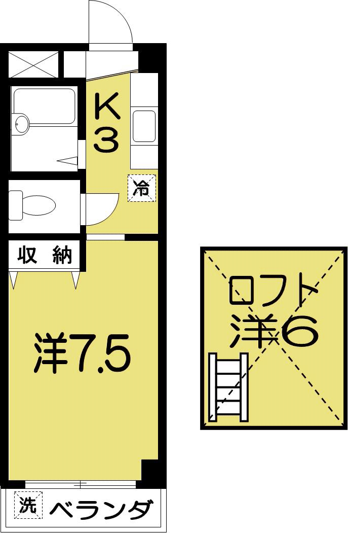 メゾンドエマイユ(1K/5階)の間取り写真