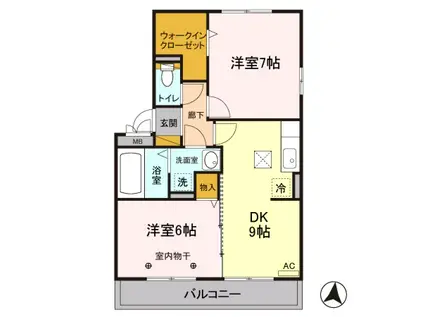 エスポワール(2LDK/1階)の間取り写真