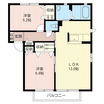 メゾン・ド・パステルC(2LDK/2階)の間取り写真