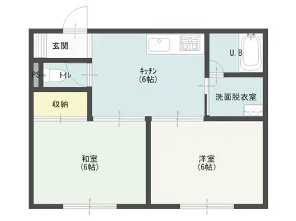 コーポYOU(2DK/2階)の間取り写真