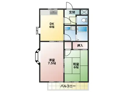 リバティビル(2DK/4階)の間取り写真