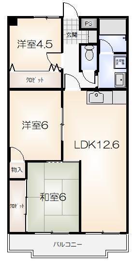 東洋ハイツ パートII(3LDK/3階)の間取り写真