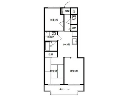 シンワマンションB(3DK/3階)の間取り写真
