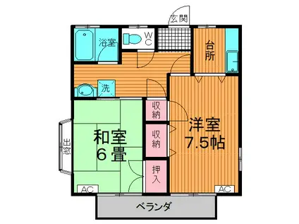 コーポ高松(2K/2階)の間取り写真