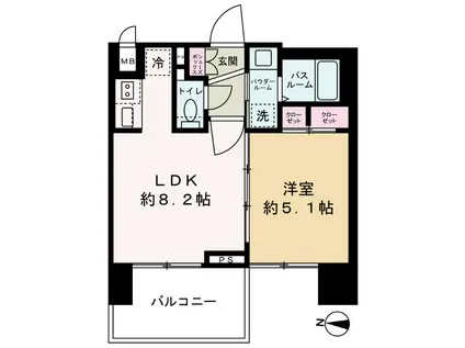 スワンズシティ梅田シエロ(1LDK/4階)の間取り写真