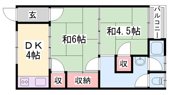 城北ハイツ(2DK/2階)の間取り写真