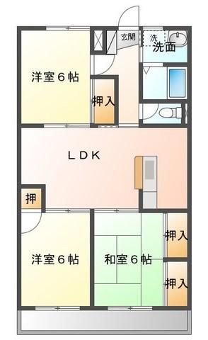 バルーンシックス松本(3LDK/1階)の間取り写真
