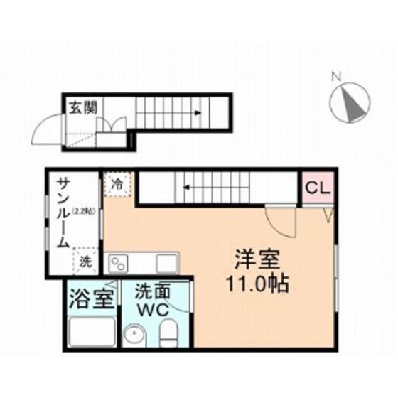 ジオコート本郷D(ワンルーム/2階)の間取り写真