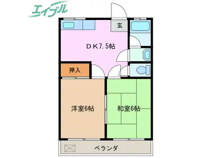 安達ビル(2DK/3階)の間取り写真