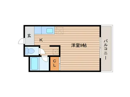 メリファ春日(1K/4階)の間取り写真