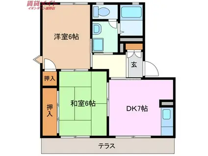 マノワール白山(2DK/1階)の間取り写真