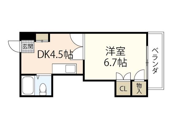 ポエムサンライズ(1DK/1階)の間取り写真
