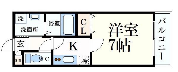 ネオクオーツ幸弐番館(1K/2階)の間取り写真