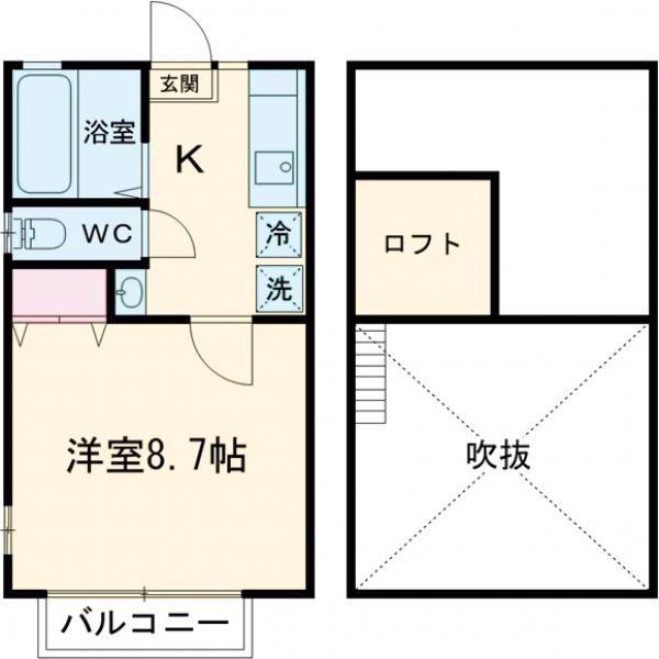 グランビュー岩沼(1K/1階)の間取り写真