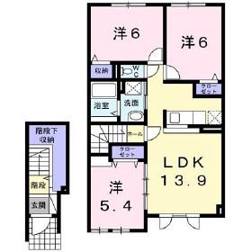 セルリアンブルーII(3LDK/2階)の間取り写真
