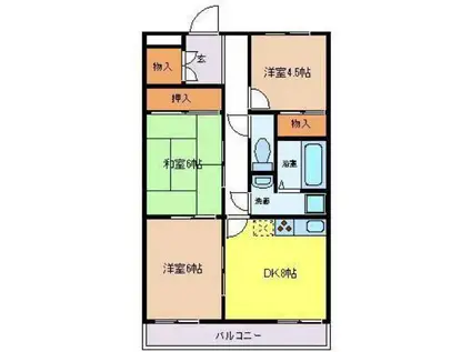 ロイヤルスクエアあむI(3DK/4階)の間取り写真