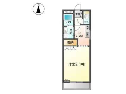 レシェンテIII(1K/2階)の間取り写真