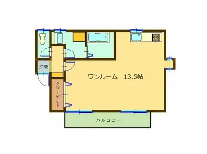 シオン隼人(ワンルーム/2階)の間取り写真