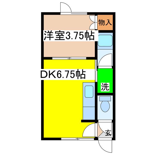 コーポアルファ(1DK/1階)の間取り写真