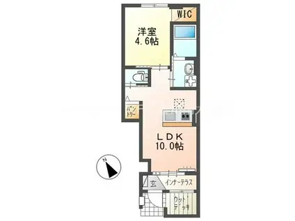 昴ノース(1LDK/1階)の間取り写真