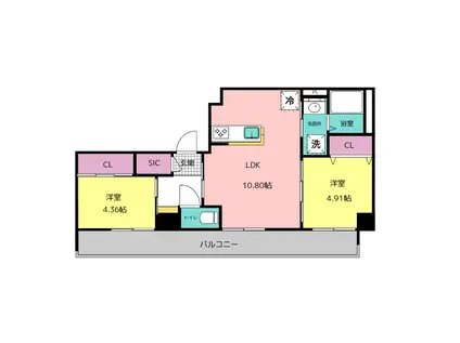 デアマーレ博多(2LDK/7階)の間取り写真