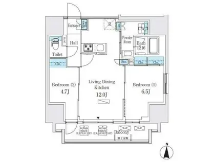 エスタート入谷II(2LDK/8階)の間取り写真