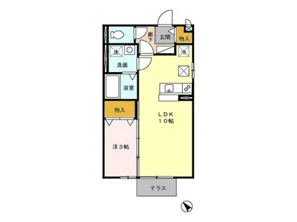 グランドールシャトーC棟(1LDK/1階)の間取り写真