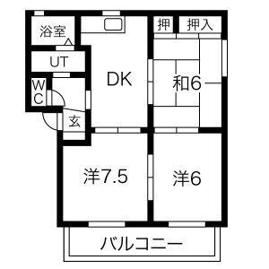 メニィハピネス A棟(3DK/2階)の間取り写真
