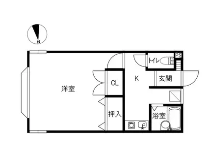 シー・ナッツI(1K/2階)の間取り写真