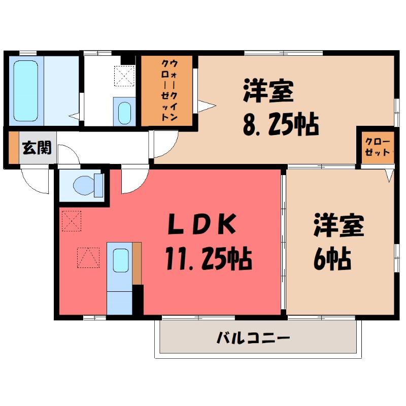 チェルシーA棟(2LDK/1階)の間取り写真