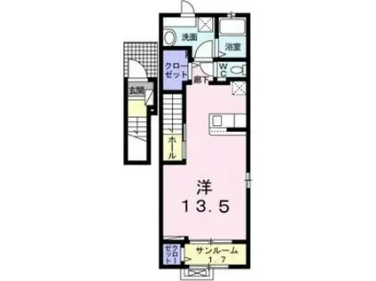 リオンリゾートⅧ(ワンルーム/2階)の間取り写真