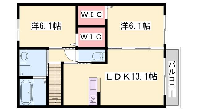 セーヌ アンジェ塩屋II(2LDK/2階)の間取り写真