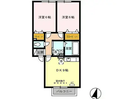 アバンテ(2DK/2階)の間取り写真