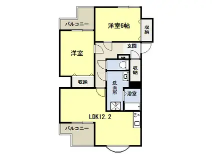 西3.4マンション(2LDK/4階)の間取り写真