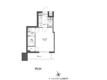 オーキッドレジデンス上野稲荷町(1K/1階)の間取り写真