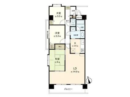 ファミール茅ヶ崎(3LDK/4階)の間取り写真