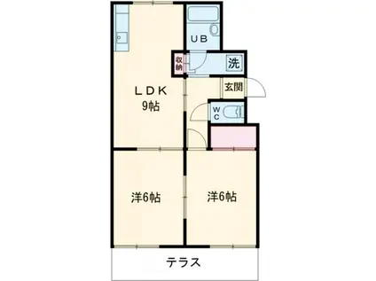 ヴィラ清水(2LDK/2階)の間取り写真