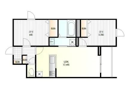 ベルリード美田園(2LDK/3階)の間取り写真
