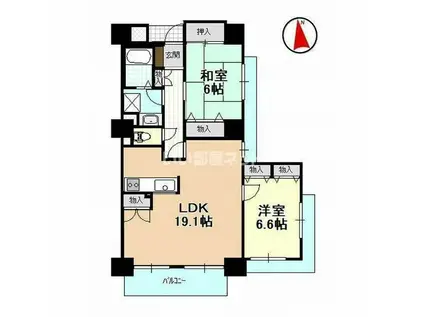 いなんば山ホームズ(2LDK/2階)の間取り写真