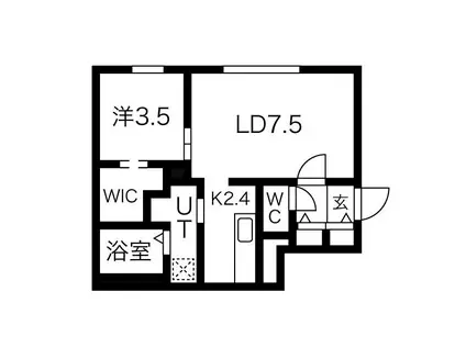 BLANC IRIS(1LDK/2階)の間取り写真