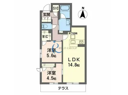 シャーメゾン ラト ファミリア(2LDK/1階)の間取り写真