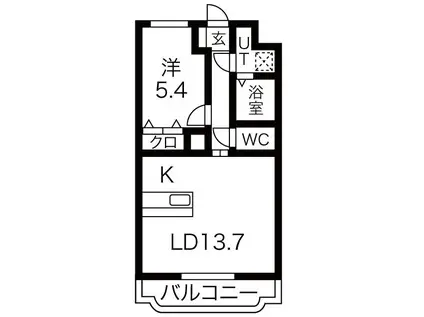 三河江曽島(1LDK/1階)の間取り写真