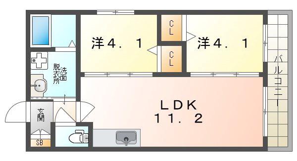 AVANTIO寝屋川市駅(2LDK/1階)の間取り写真