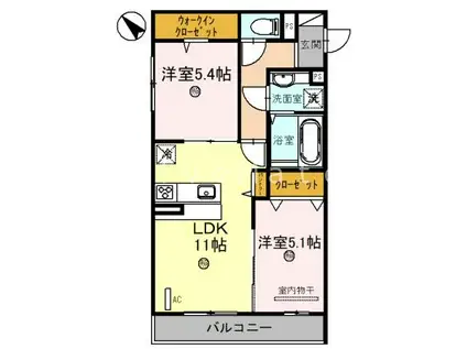 D-ROOM 五反田(2LDK/2階)の間取り写真