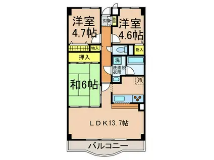 デメテル高取台(3LDK/11階)の間取り写真