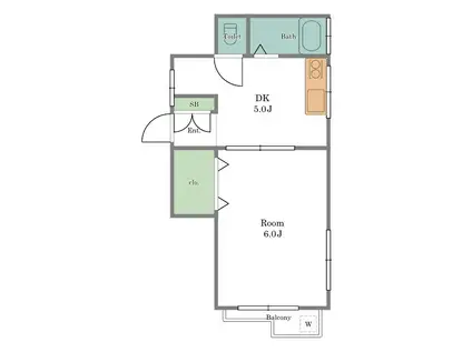 ニュープリンス(1DK/1階)の間取り写真